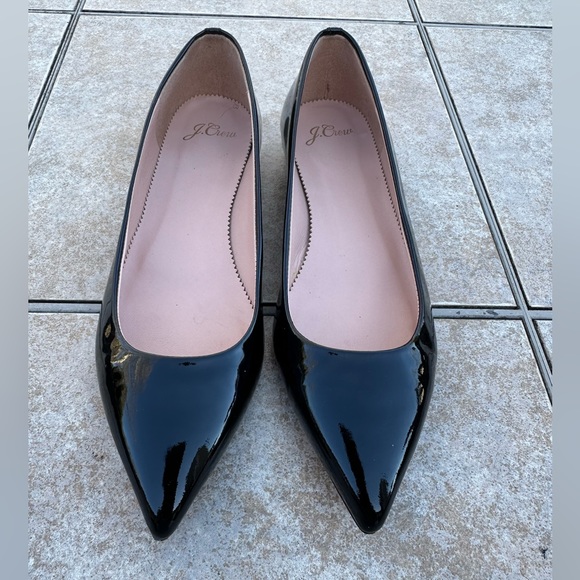 J.Crew Pointy Toe Flat in Black Paten - Picture 2 of 13